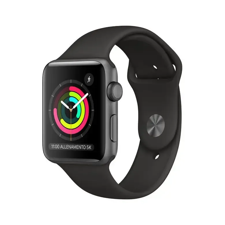 Apple Watch Series 3 GPS, 42mm in alluminio grigio siderale con cinturino Sport Nero Pagamento Sicuro