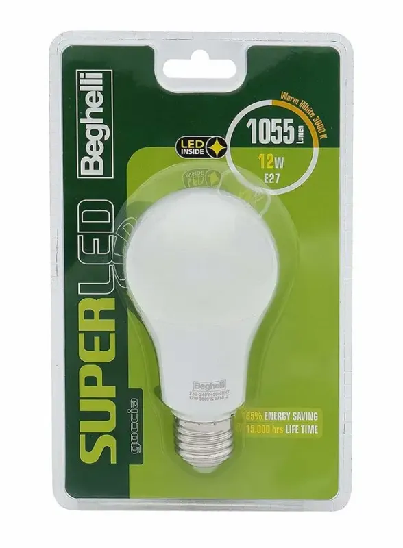 Beghelli 56882BL Lampadina a risparmio energetico 12 W E27 F Popolare