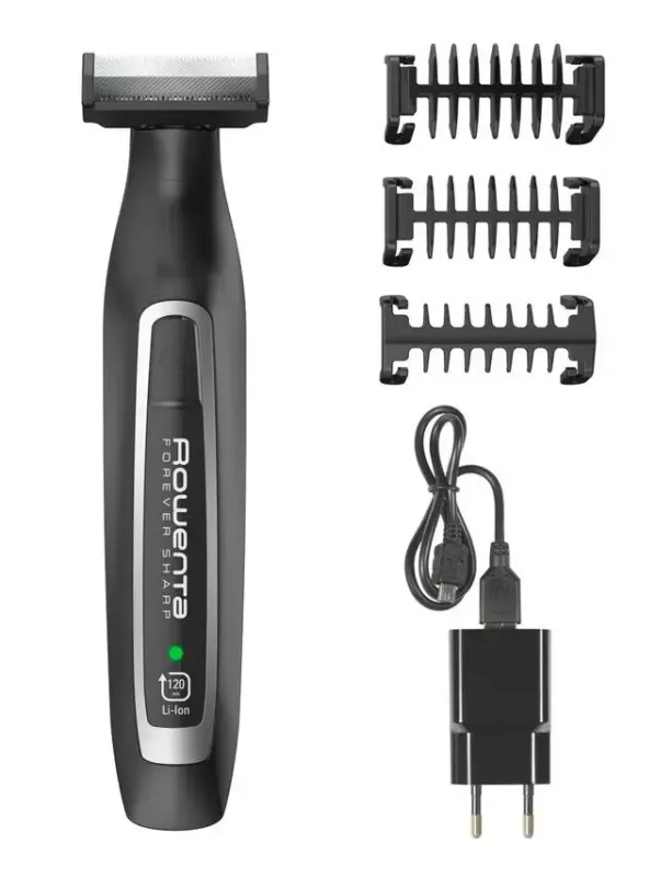 Più Venduto Rowenta TN6000 Forever Sharp per Radere, Regolare e Rifinire, Lame in Acciaio Inox Autoaffilanti e 3 Pettini Regolabarba, Batteria al Litio, Autonomia 120 min
