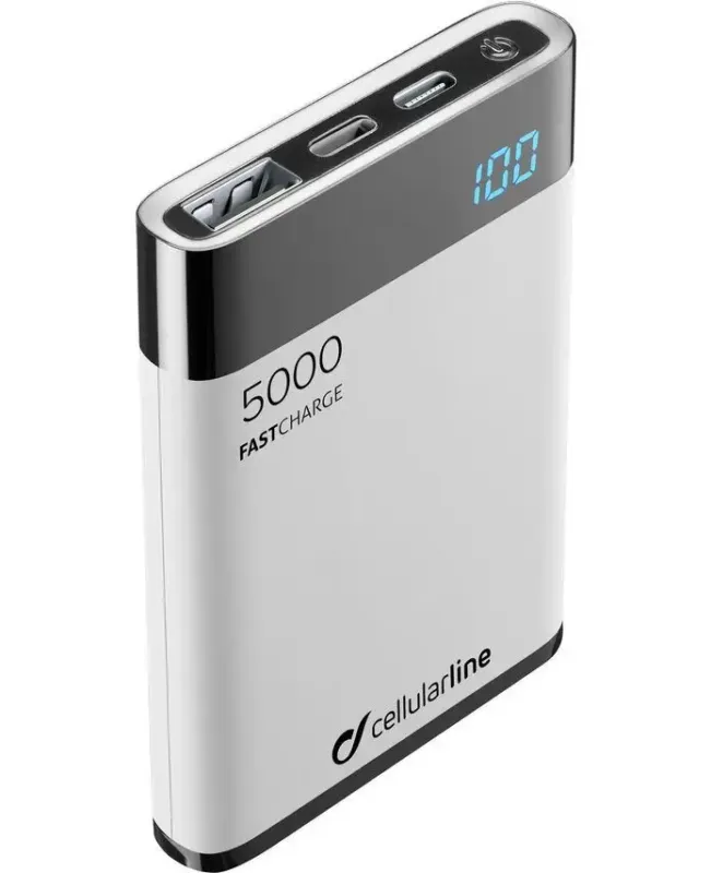 Subito Disponibile Cellularline FreePower Manta HD 5000i - Lightning Caricabatterie portatile ultrapiccolo con celle ad alta densità Bianco