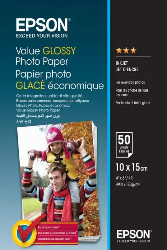 Spedito Oggi Epson Value Glossy Photo Paper - 10x15cm - 2x 20 Fogli