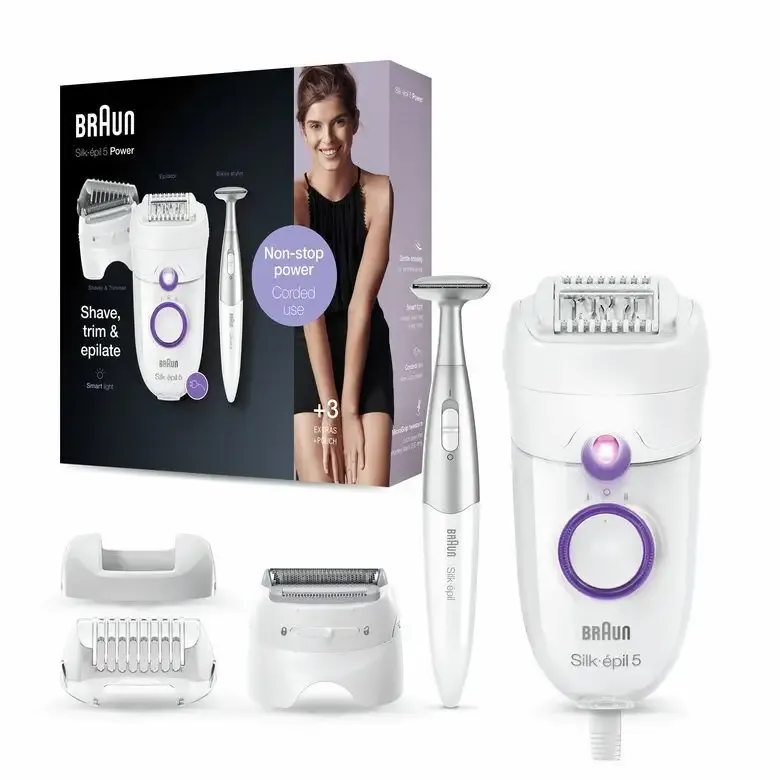 Braun Silk-épil 5 -825 Power Epilatore Donna Primi Utilizzi Delicato Con Filo Senza Interruzioni, Testina Radente, Cappuccio Regolator Compra Online