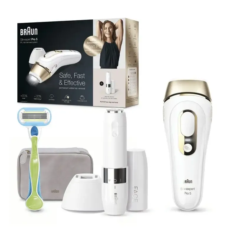 Braun Silk-expert Pro 5 PL5129 Silk expert Pro , Epilatore Luce Pulsata IPL, Sistema di Epilazione Permanente dei Peli Visibili per Donna, Bianco/Oro Ultime Pezzi