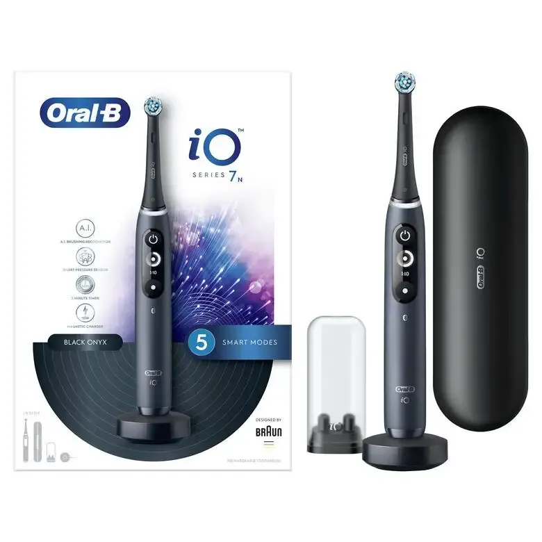 Prezzo Conveniente Oral-B iO 7n Spazzolino Elettrico Ricaricabile Nero Esclusivo Con Tecnologia Magnetica Rivoluzionaria, Display In Bianco E Nero, 1 Testina, 1 Custodia Da Viaggio Premium, Designed By Braun