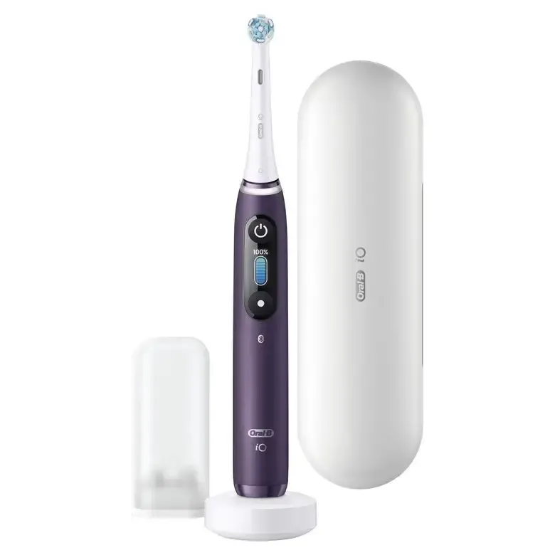 Oral-B iO - 8n - Spazzolino Elettrico Ricaricabile, 1 Spazzolino Viola Esclusivo Con Tecnologia Magnetica Rivoluzionaria, Display A Colori, 1 Testina, 1 Custodia Da Viaggio Premium Prezzo Scontato