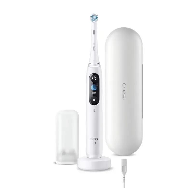 Oral-B iO - 9n - Spazzolino Elettrico Ricaricabile, 1 Spazzolino Bianco Esclusivo Con Tecnologia Magnetica Rivoluzionaria, Display A Colori, 1 Testina, 1 Custodia Da Viaggio Con Caricatore Scelto Dai Clienti