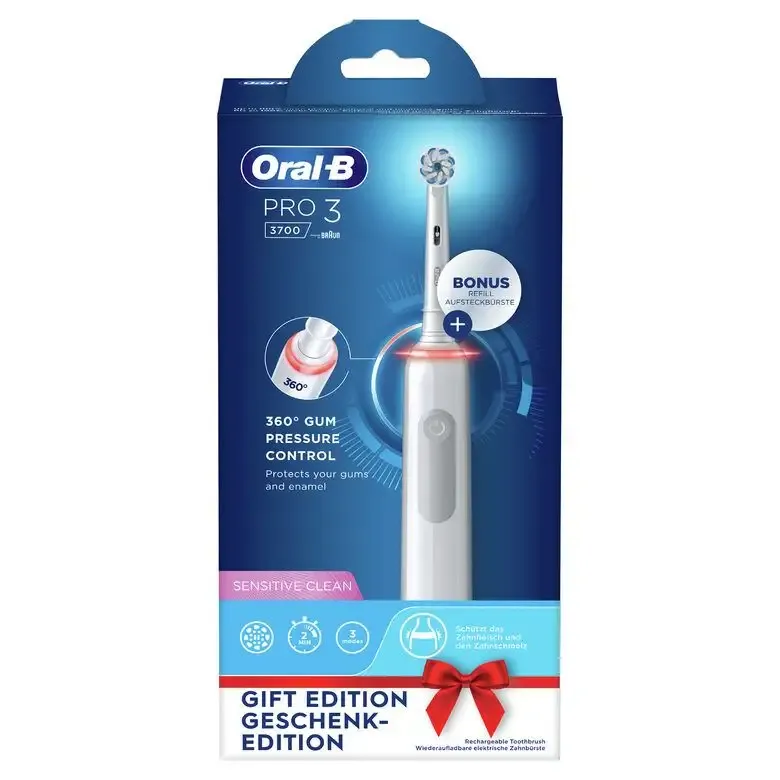 Subito Disponibile Oral-B Pro 3 Spazzolino Elettrico Ricaricabile - 3700 Bianco. 1 Spazzolino + 2 Testine