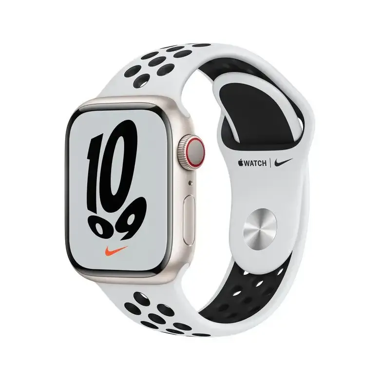 Apple Watch Nike Series 7 GPS + Cellular, 41mm Cassa in Alluminio Galassia con Cinturino Sport Platino Puro /Nero Prezzo Basso