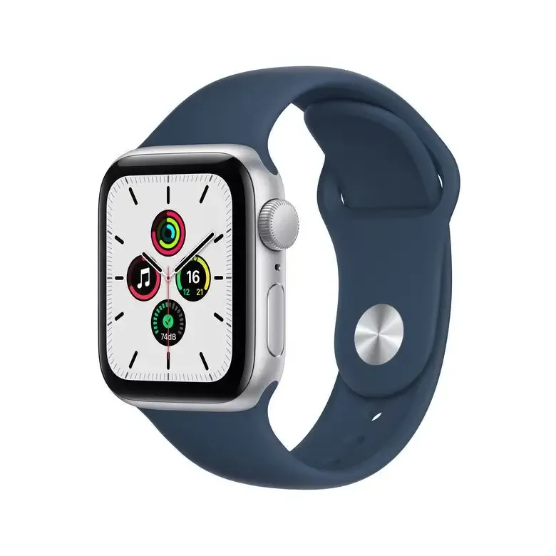 Ultima Occasione Apple Watch SE GPS, 40mm Cassa in Alluminio color Argento con Cinturino Sport Azzurro