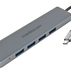 Mediacom MD-C301 hub di interfaccia USB 3.2 Gen 1 (3.1 Gen 1) Type-A Alluminio Promo Stagionale