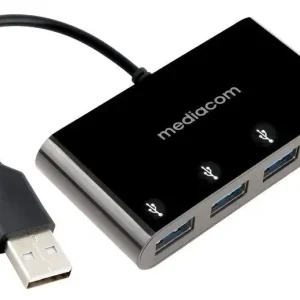 Ultimissimo Modello Mediacom MD-U101 hub di interfaccia USB 3.2 Gen 1 (3.1 Gen 1) Type-A Nero