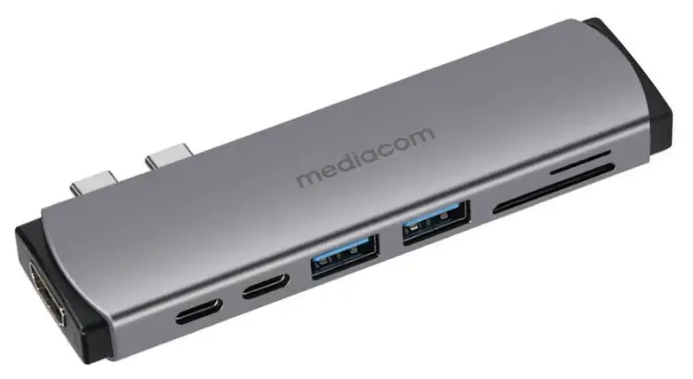 Mediacom MD-M201 replicatore di porte e docking station per notebook Cablato USB 3.2 Gen 1 (3.1 Gen 1) Type-C Alluminio Offerta Del Giorno