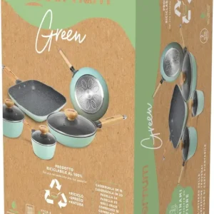 Aeternum Green Induction Wood Batteria 8 Pezzi Padelle Antiaderenti Adatto a Induzione 100% materiali riciclabili Offerta
