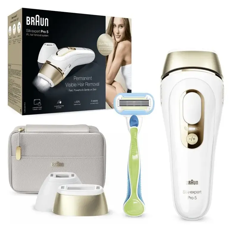 Braun Silk-expert Pro Silk expert Pro 5 PL5154 Epilatore A Luce Pulsata Donna, Per La Rimozione Permanente Dei Peli Visibili A Casa Tua, Bianco/Oro Nuovo Arrivo