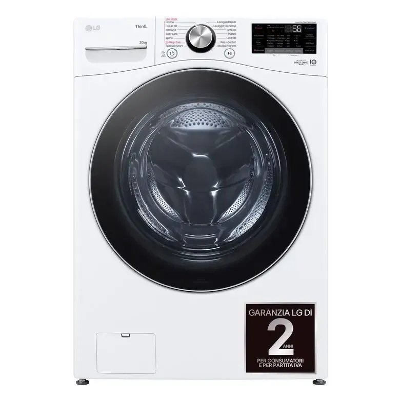 LG F0P3020TSWC Serie P3 Lavatrice XL A Libera Installazione 20 Kg, 1000 Giri, AI DD™, TurboWash 360, Lavaggio A Vapore, Wi-Fi, Classe B, Bianco Offerta Speciale