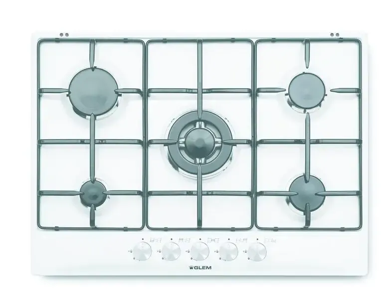 Glem Gas GT755WH Piano Cottura Bianco Da incasso 70 cm 5 FornellI Offerta Del Giorno