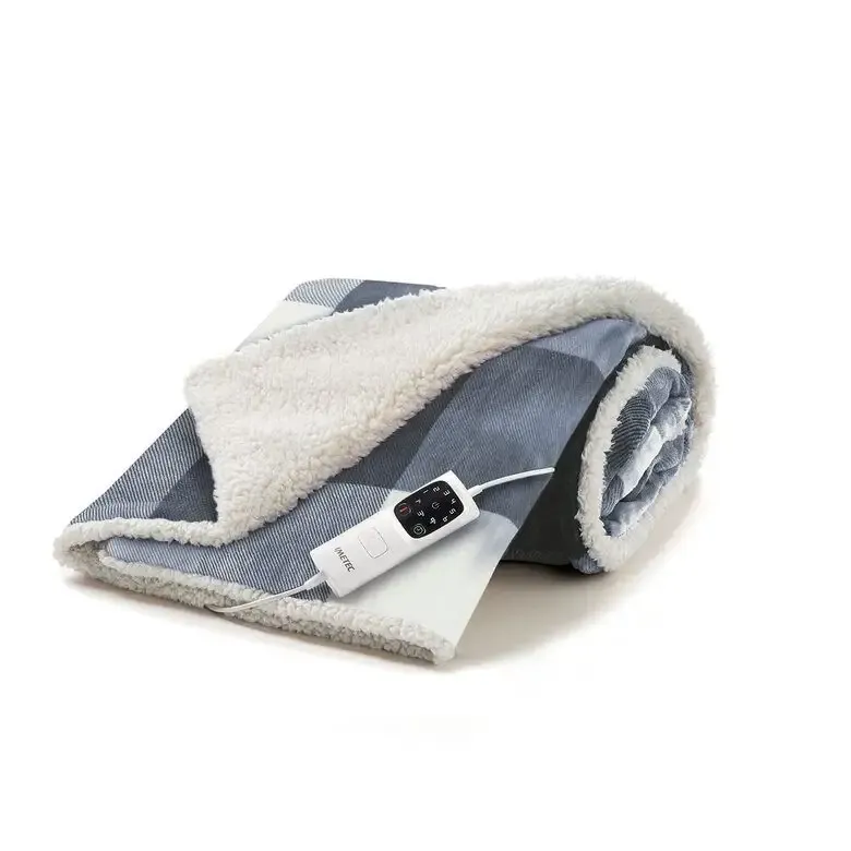 Imetec CaldoPlaid Tartan Grey Plaid Riscaldabile, Morbida Coperta Elettrica 160x120 cm, Basso Consumo, Tecnologia Adapto, Dispositivo di Sicurezza, Rapido Riscaldamento, 6 Temperature, Lavab Più Venduto