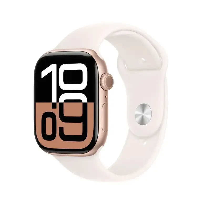 APPLE Watch Series 10 GPS 46mm in alluminio color oro rosa con cinturino Sport rosa fard - S/M Consegna Rapida