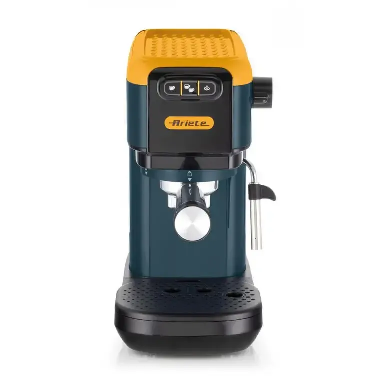 Ariete 1399 Mango Yellow Macchina da caffè espresso, Per polvere e cialde ESE, 1300 W, Capacità 1,1L, 15 bar di pressione, Filtro 1, 2 tazze e cialda ESE, Cappuccino, Giallo Non Perdere