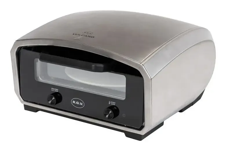 Reso Gratuito R.G.V. Forno Pizza Vulcano 33cm Piatto Girevole 450 Gradi Touchscreen Silver/nero