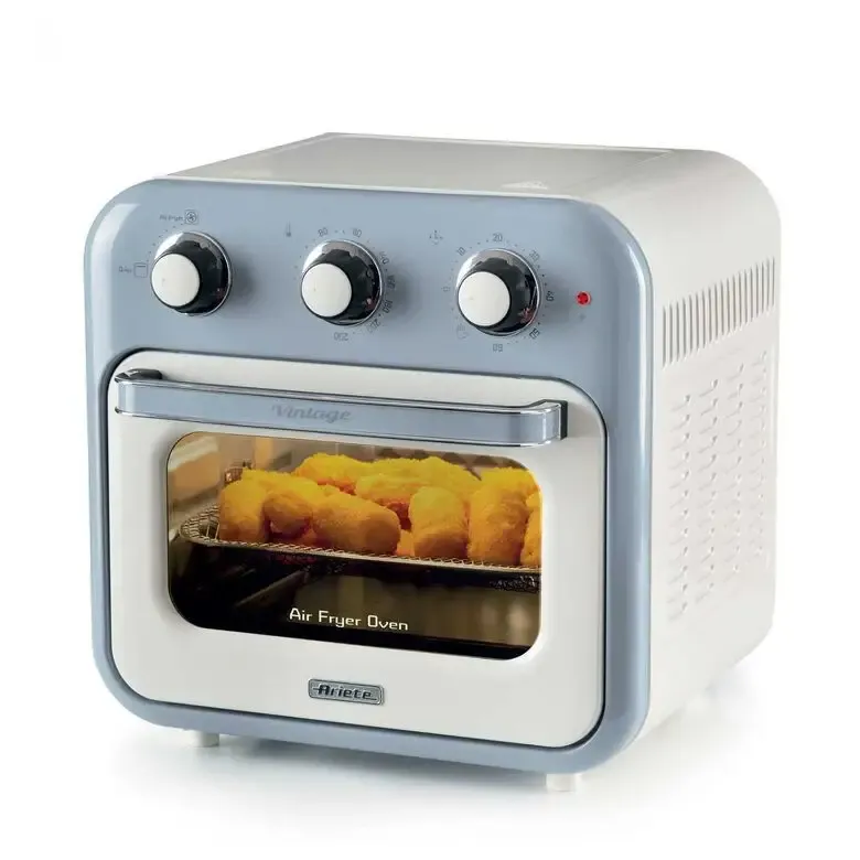 Professionale Ariete 4632 Friggitrice ad aria e forno Vintage, 1400W, 2in1, Capacità 16L, Accessori inclusi, Timer 60 minuti, Doppio vetro, Celeste