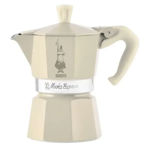 Bialetti Moka da Piano Cottura a Gas 3 Tazze 130ml Alluminio, Panna Economico