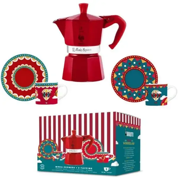 Solo Oggi Bialetti Set Moka Rossa 3 Tazzine Completo di 2 Tazzine E 2 Piattini