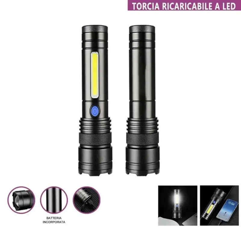 CFG SLY Torcia LED Ricaricabile USB ad Alta Luminosità con Batteria Integrata Acquista Ora