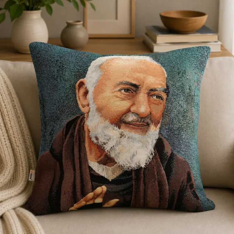 Cuscino Arredo PADRE PIO dis.13 40x40cm - Karì Scelto Dai Clienti