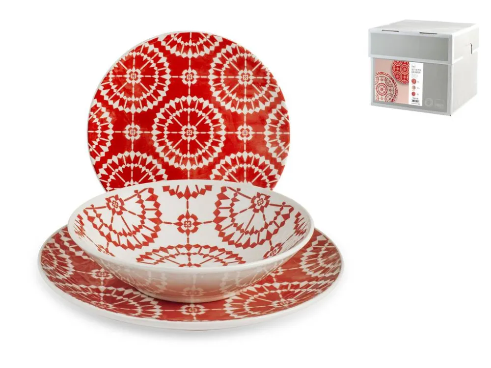 Pagamento Sicuro Servizio Piatti 18 pezzi SALVADOR in stoneware decorato - H&H