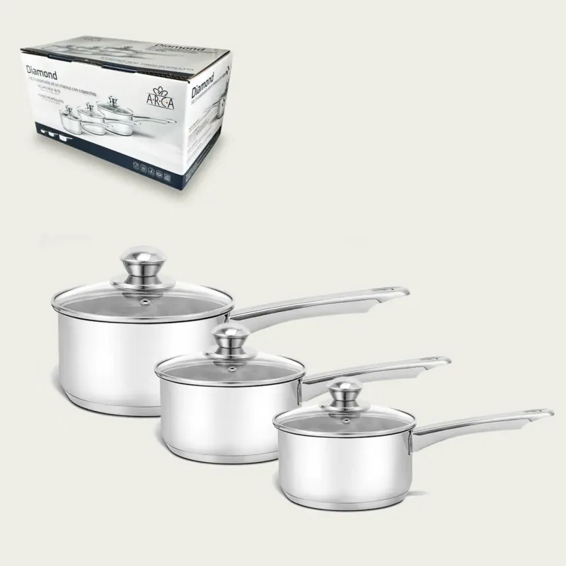 Scelto Dai Clienti Set 3 Pentole Diamond 12/14/16 un manico in acciaio inox - Arca