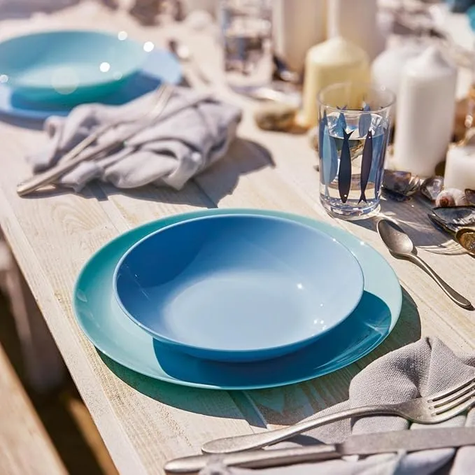 Offerta Servizio Piatti 18 Pezzi DIWALI BLU in vetro opale temperato - Luminarc