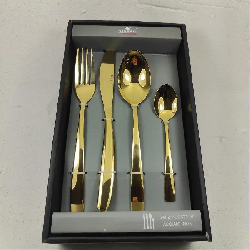 Super Prezzo Set Posate 24 Pezzi ACCIAIO GOLD 2018G - Bavaria