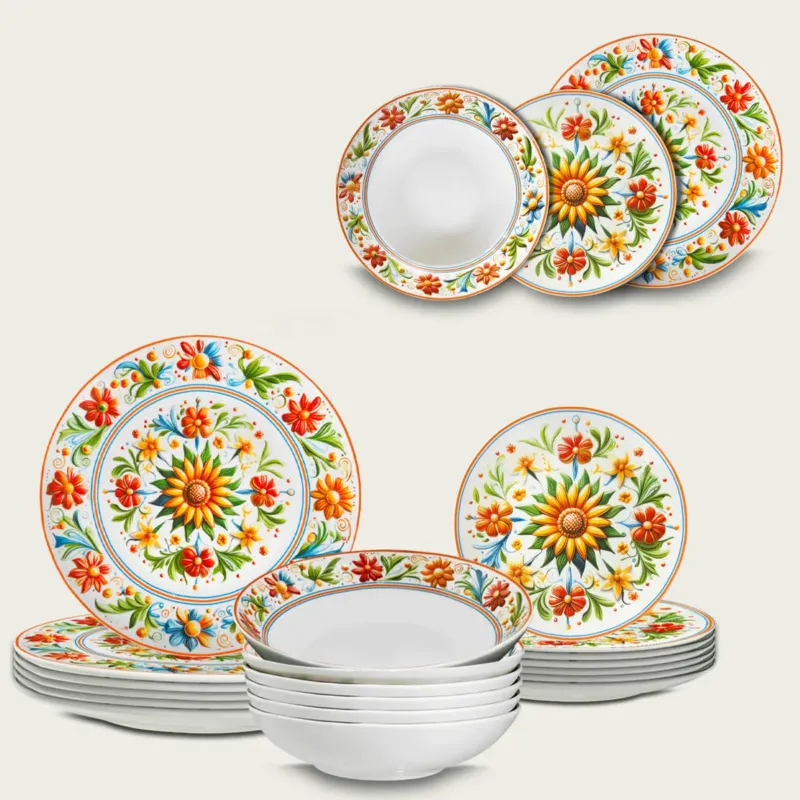 Offerta Lampo Servizio Piatti 18 pezzi SUNFLOWER - Arca