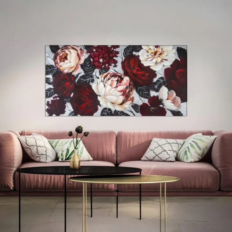 Prezzo Scontato DIPINTO SU TELA WHITE/RED FLOWER LIGHTBACK - FERRETTI