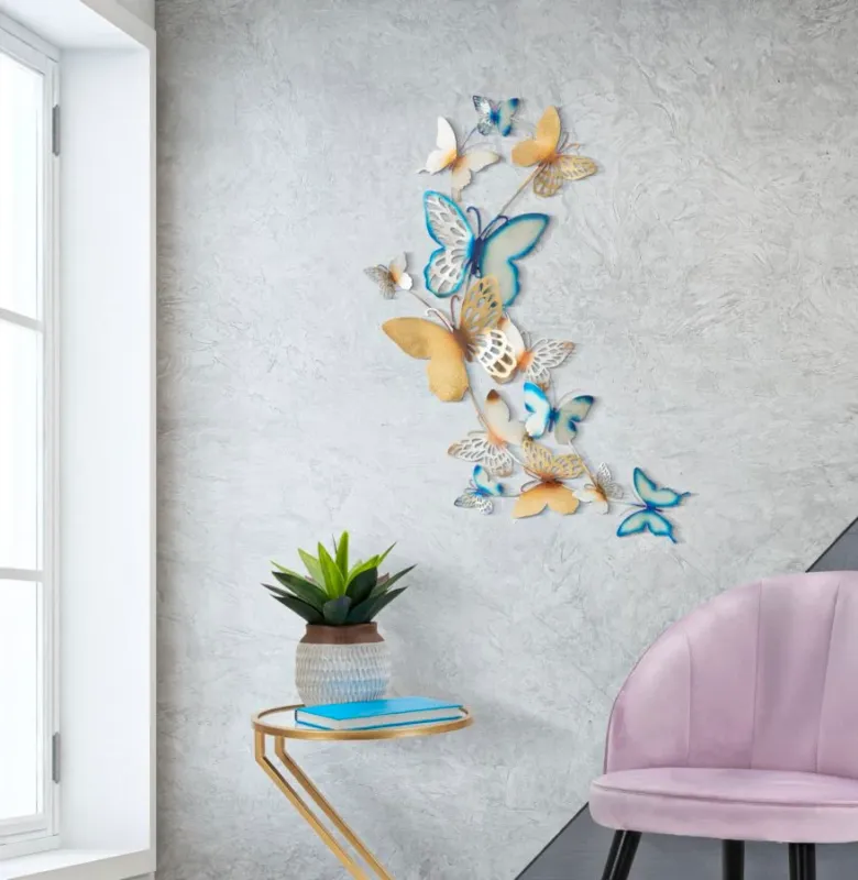 PANNELLO DA MURO BUTTERFLIES ORO/CELESTE C - FERRETTI Super Prezzo