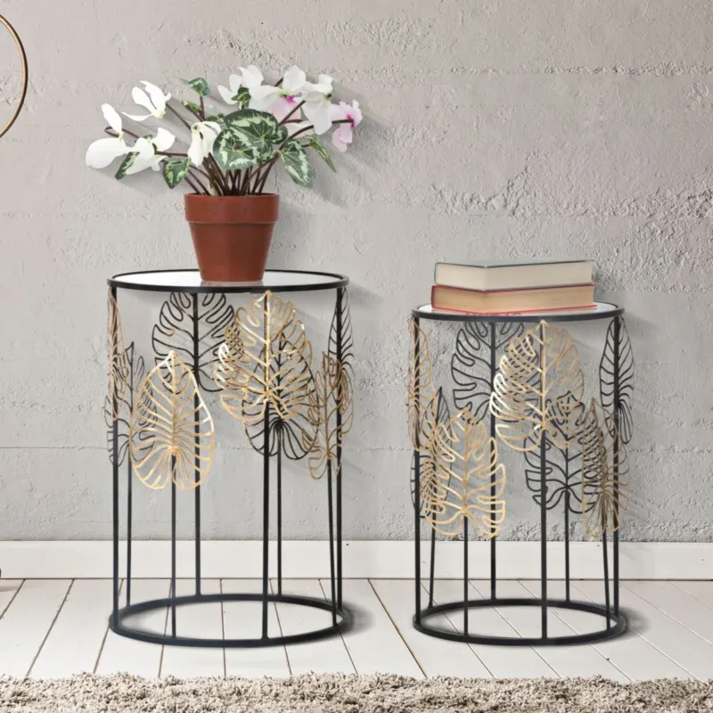 TAVOLINETTI FOGLIE GLAM COPPIA - FERRETTI Offerta Del Giorno