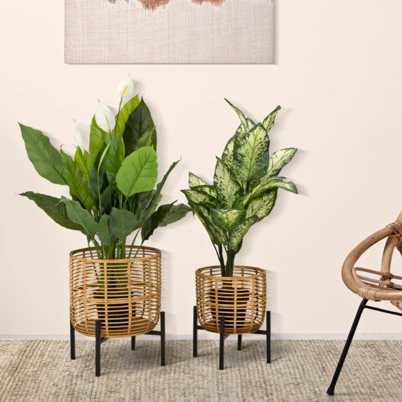 P/VASI RATTAN COPPIA CM Ø 41X47-33X39 - FERRETTI Soddisfatti O Rimborsati