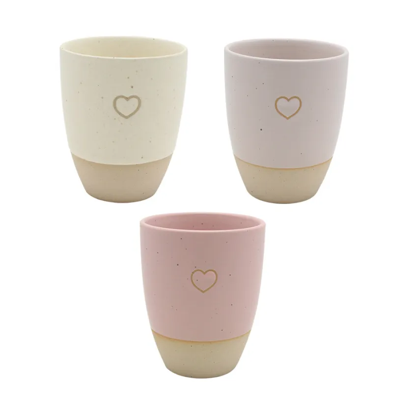 Super Prezzo Mug in ceramica “Coeur” con cuoricino decorato assortita – 7,8 x 7,8 x 9,8 cm