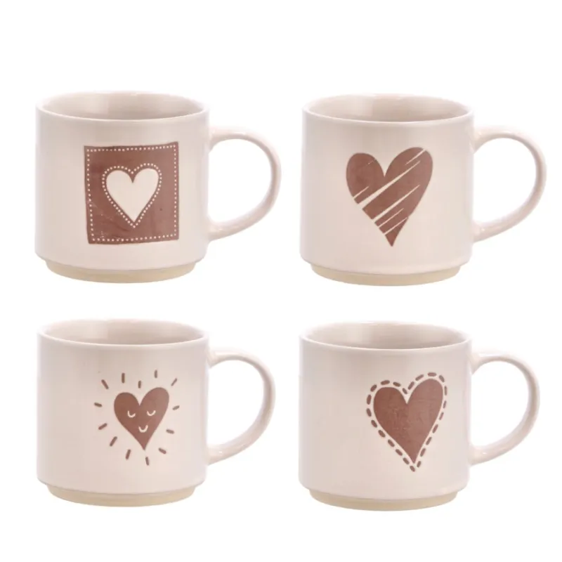 Nuova Collezione Tazza in ceramica “Nara” con decoro cuore assortita – ⌀ 10 x h 9 cm