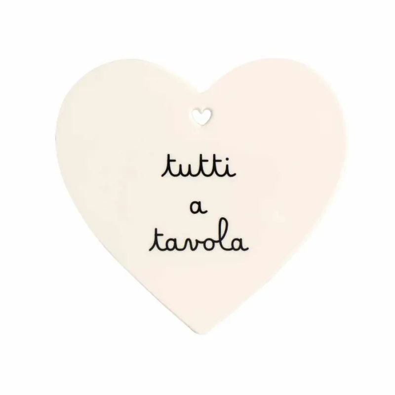 SIMPLE DAY Sottopentola in gres a cuore “Tutti a tavola” – 21 x 20 cm Ultima Occasione