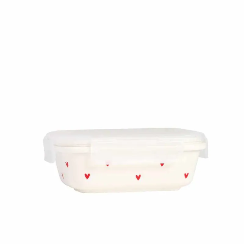SIMPLE DAY Contenitore in gres decoro “Cuori” tg. S – 14 x 10,2 x h 4,3 cm Promo Stagionale