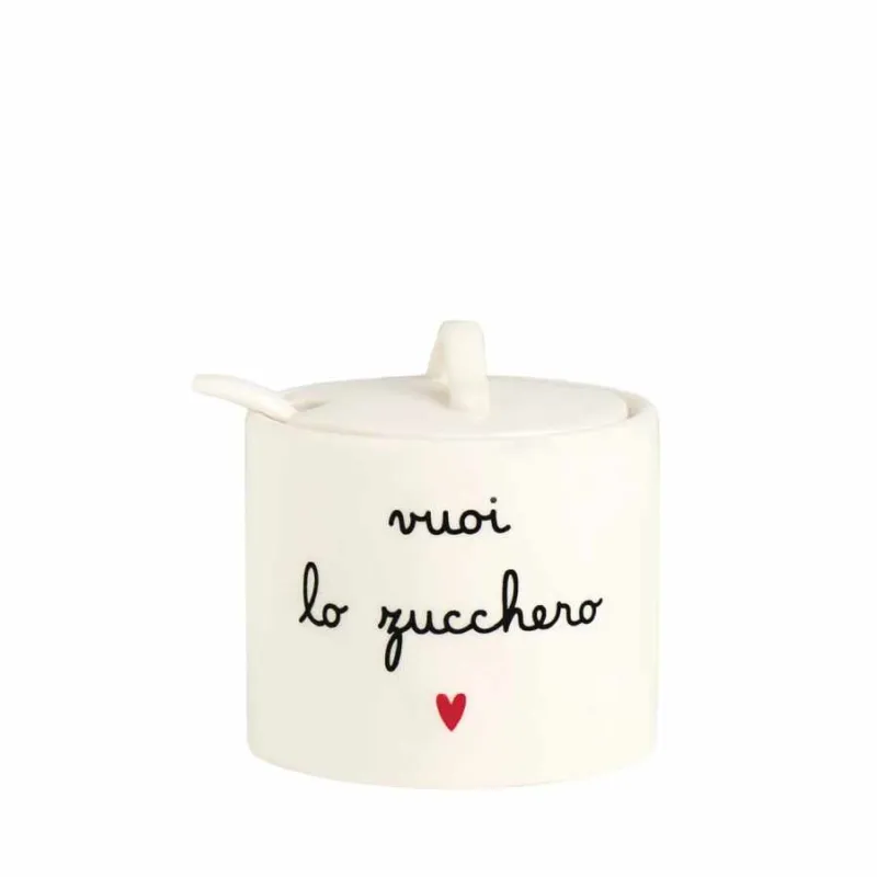 SIMPLE DAY Zuccheriera in gres “Vuoi lo zucchero” – ⌀ 8,3 x h 8,5 cm Offerta Limitata