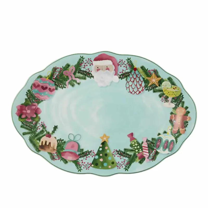 MAXWELL & WILLIAMS Vassoio ovale in porcellana “Tis the Season” – 35 x 24 cm Solo Oggi