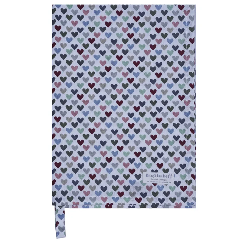 KRASILNIKOFF Strofinaccio in cotone “Cuori arlecchino” – 50 x 70 cm Spedito Oggi