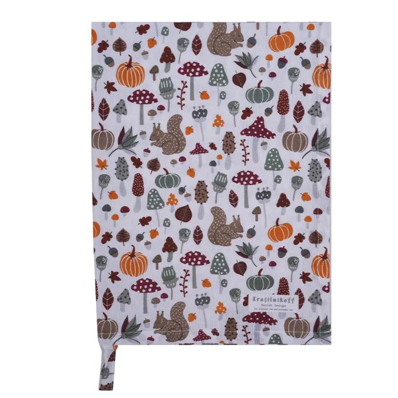Prezzo Conveniente KRASILNIKOFF Strofinaccio in cotone “Autumn” verde – 50 x 70 cm