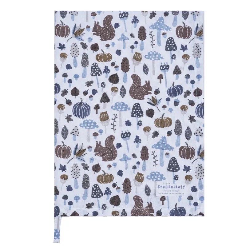 Quantità Limitata KRASILNIKOFF Strofinaccio in cotone “Autumn” azzurro polvere – 50 x 70 cm