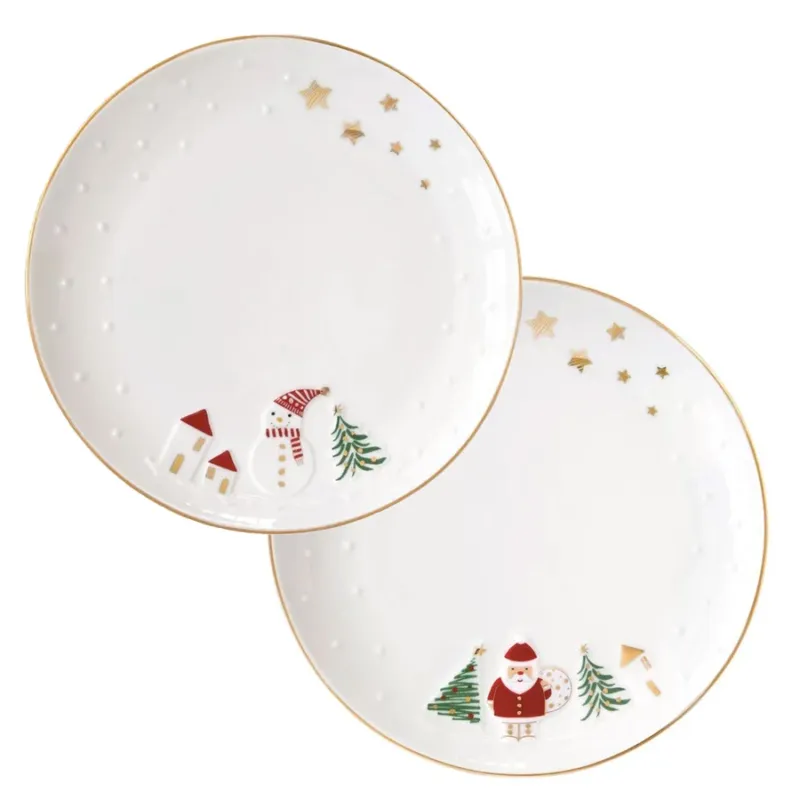 Nuova Collezione EASY LIFE Set di 2 piatti natalizi in porcellana “Let it Snow” assortiti – ⌀ 16 cm