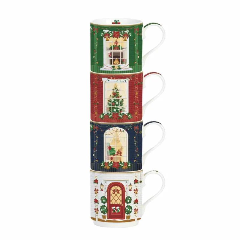 EASY LIFE Set 4 tazze in porcellana impilabili “Festive Avenue” – 275 ml cad. Più Venduto