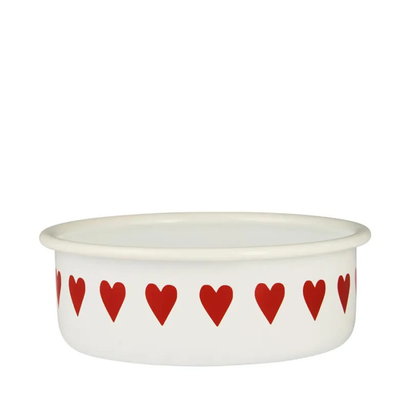 Prezzo Di Fabbrica IBLAURSEN Ciotola smaltata bianca con cuore rosso – ⌀ 14 x h 5 cm